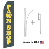 Pawn Shop Econo Flag | 16ft Aluminum Advertising Swooper Flag Kit with Hardware