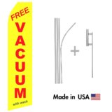 Yellow Free Vacuum With Wash Econo Flag | 16ft Aluminum Advertising Swooper Flag Kit with Hardware