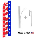 Red White and Blue Car Wash Econo Flag | 16ft Aluminum Advertising Swooper Flag Kit with Hardware