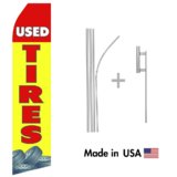 Used Tires Econo Flag | 16ft Aluminum Advertising Swooper Flag Kit with Hardware