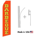 Orange Barbeque Econo Flag | 16ft Aluminum Advertising Swooper Flag Kit with Hardware