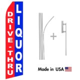 Drive Thru Liquor Econo Flag | 16ft Aluminum Advertising Swooper Flag Kit with Hardware