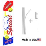 Look Here Special Econo Flag | 16ft Aluminum Advertising Swooper Flag Kit with Hardware