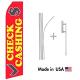 Check Cashing Econo Flag | 16ft Aluminum Advertising Swooper Flag Kit with Hardware