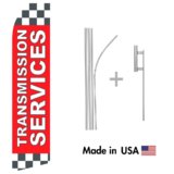 Transmission Services Econo Flag | 16ft Aluminum Advertising Swooper Flag Kit with Hardware