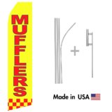 Mufflers Service Econo Flag | 16ft Aluminum Advertising Swooper Flag Kit with Hardware