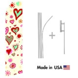 Heart Design Econo Flag | 16ft Aluminum Advertising Swooper Flag Kit with Hardware