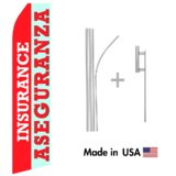 Insurance Aseguranza Econo Flag | 16ft Aluminum Advertising Swooper Flag Kit with Hardware