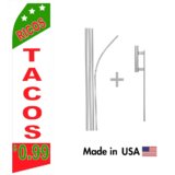 Ricos Tacos Econo Flag | 16ft Aluminum Advertising Swooper Flag Kit with Hardware