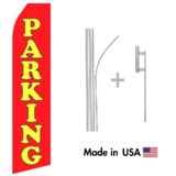 Red Parking Econo Flag | 16ft Aluminum Advertising Swooper Flag Kit with Hardware