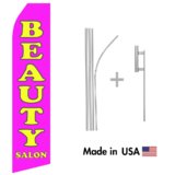 Beauty Salon Econo Flag | 16ft Aluminum Advertising Swooper Flag Kit with Hardware