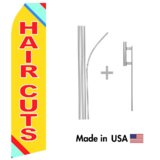 Haircuts Econo Flag | 16ft Aluminum Advertising Swooper Flag Kit with Hardware