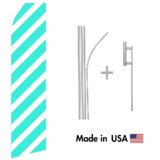 Wide Cyan Ribbon Econo Stock Flag